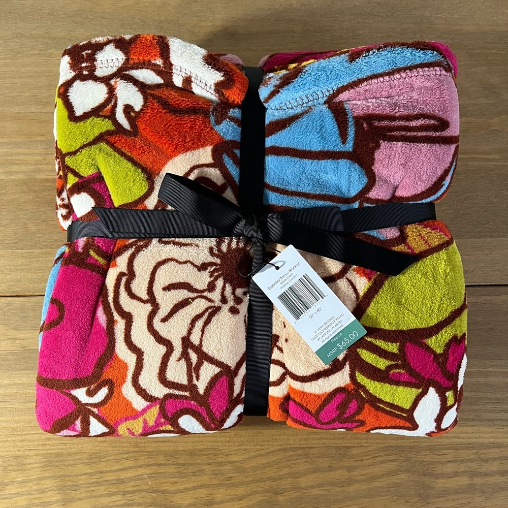 NWT VERA BRADLEY Throw Blanket Midday Garden Fleece 50” x 80” Boho Florals NEW - Picture 3 of 7